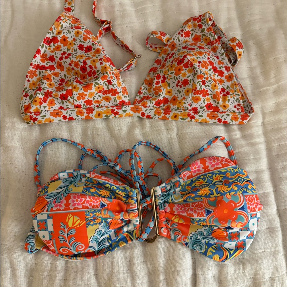 Floral Triangle Bikini Tops